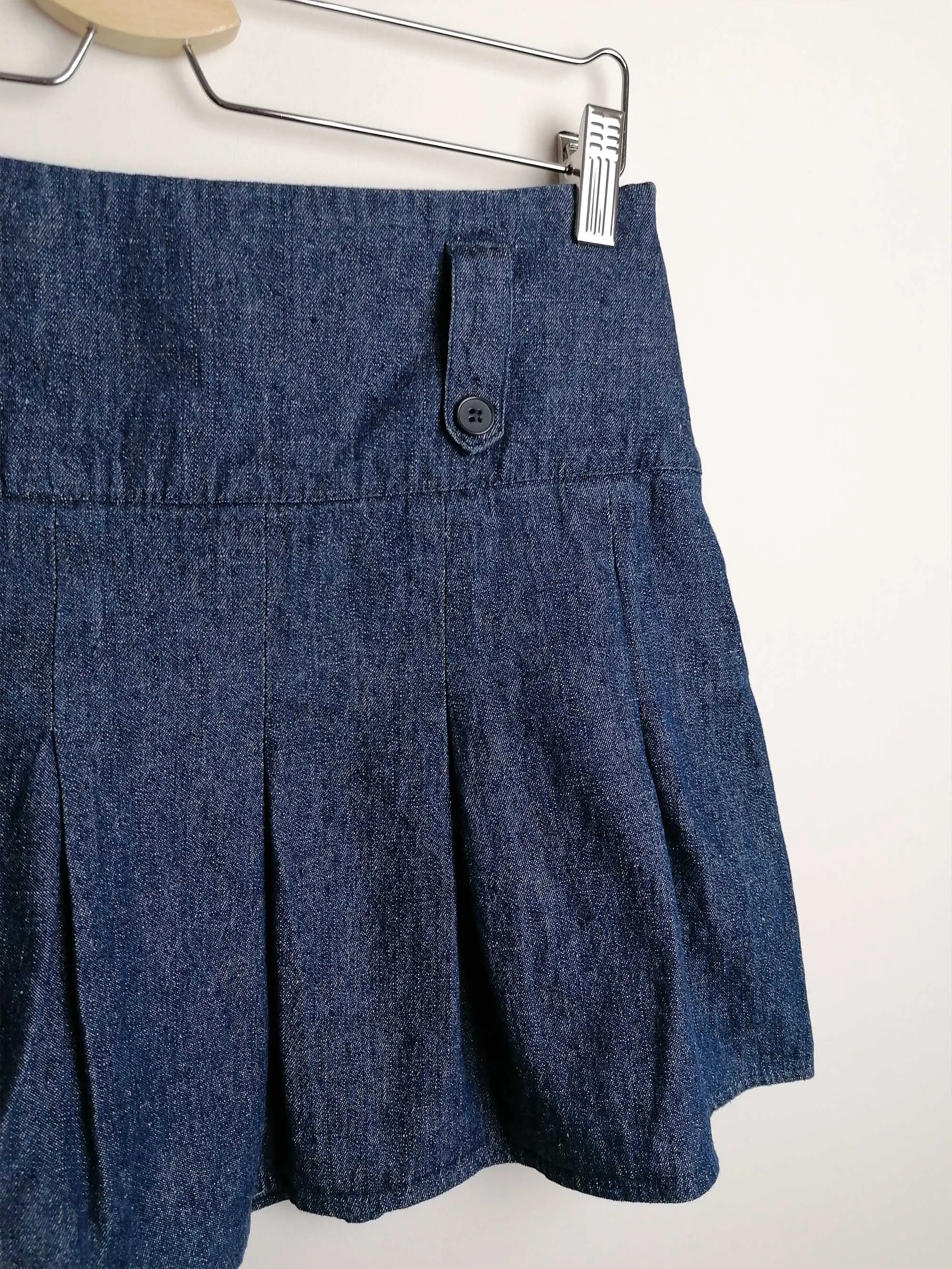 Y2K Denim mini-skirt with pleats - size M