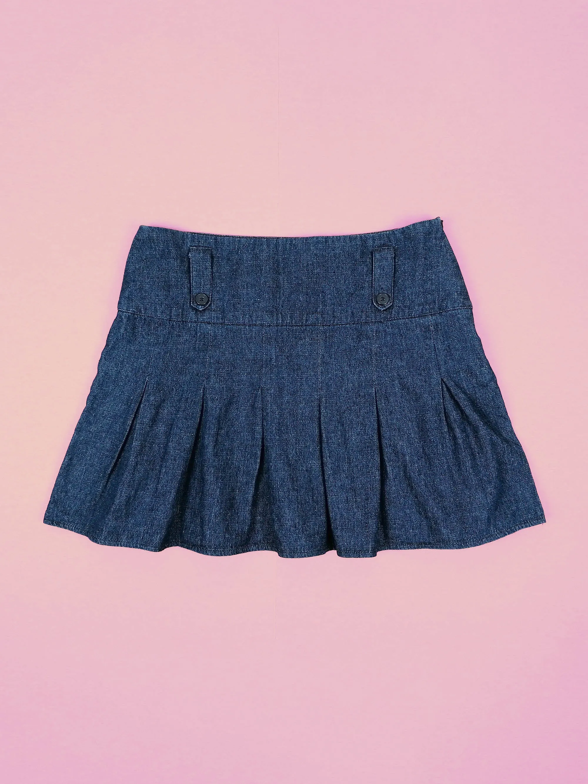 Y2K Denim mini-skirt with pleats - size M