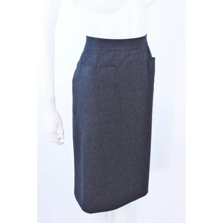 YVES SAINT LAURENT Charcoal Wool Pencil Skirt | Size 46